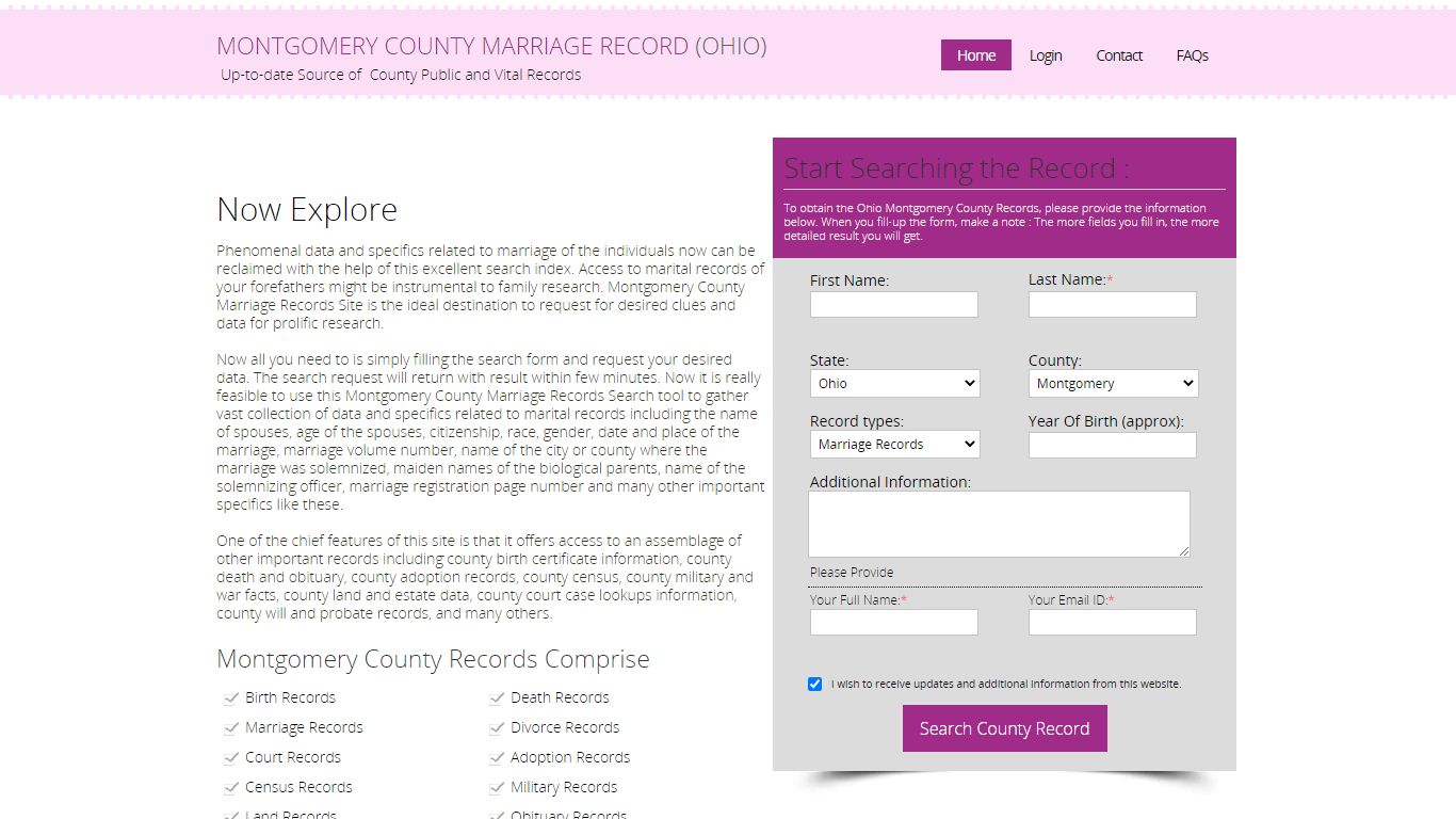 Public Marriage Records - Montgomery County, Ohio