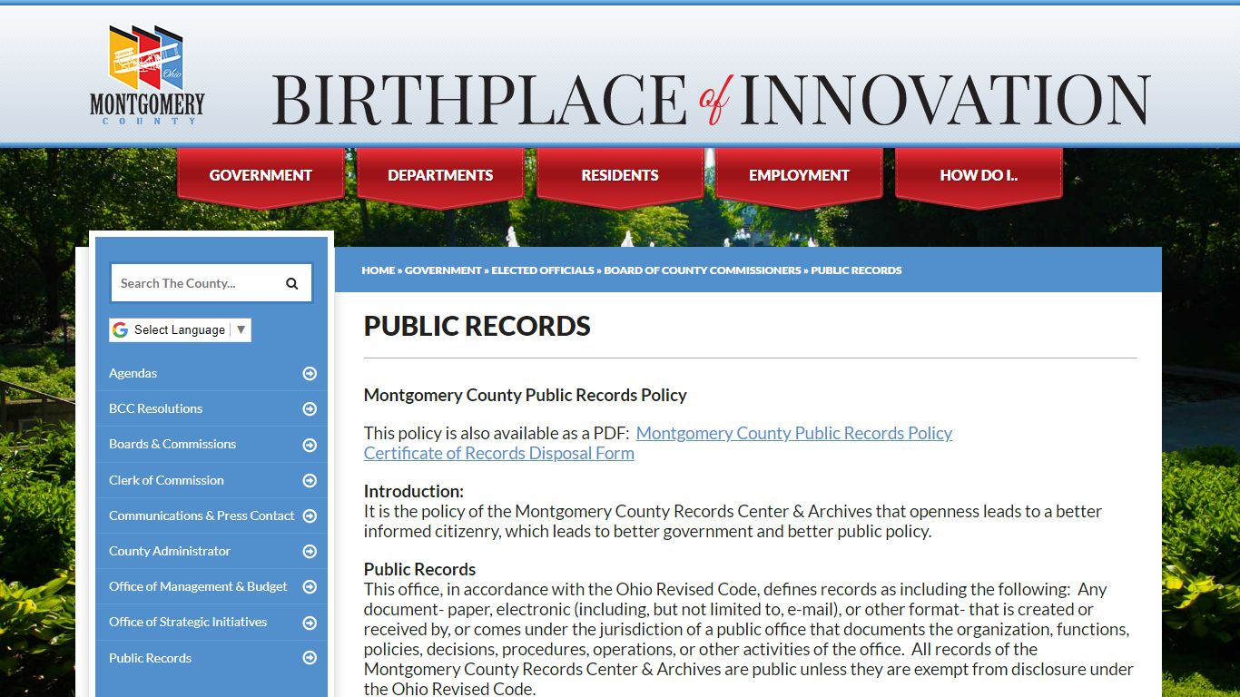 PUBLIC RECORDS - mcohio.org